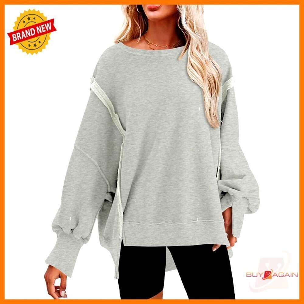 Oversized Reverse Seam Sweatshirt Lightweight Loose Fit Crewneck Pullover Top